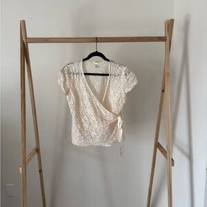 Old Navy Cream Lace Wrap Top